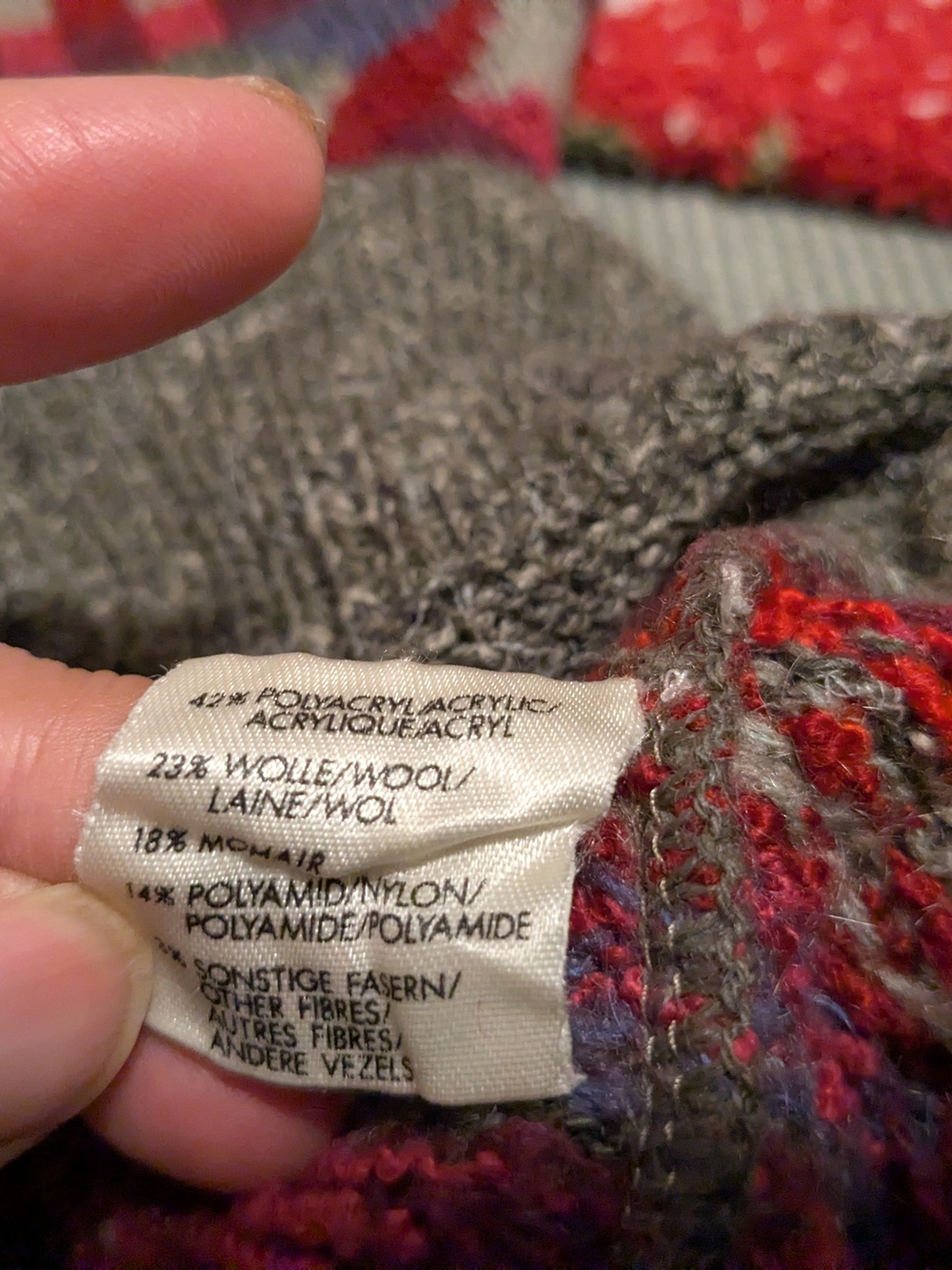 Vintage Mondi German geometric Wool Mohair knit sweater Medium - Picture 5 of 8